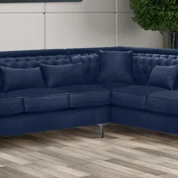 casacraft from pepperfry Nirvana LHS Sectional Sofa In Navy Blue Color image 1