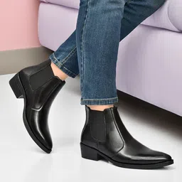 n n creaction Casual Leather Chelsea Zip Elastic Boots For Men image 5