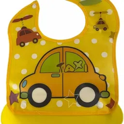 saforiaa Waterproof Yellow Baby Bib with Food Catcher image 1