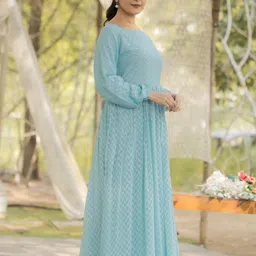 bhavyata Self Design Georgette Stitched Anarkali Gown image 3