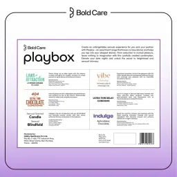 Bold Care Playbox Couples Kit for Date Nights | Condoms, Lubes & Accessories for Deeper Connections | Mood-enhancing Dark Chocolate | Card Game for Couples | Gifting Set for him & her image 2