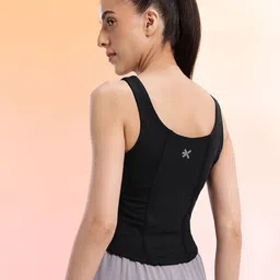 hrx by hrithik roshan Women Solid Scoop Neck Polyester Black T-Shirt image 4