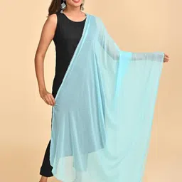 gurusoami Chiffon Solid Light Blue Women Dupatta-picture-25