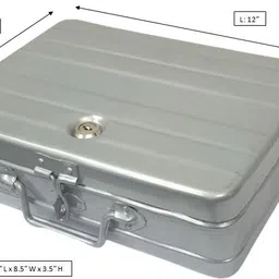 jayco Aluminium Cash / Jewellery Storage Box / Peti - 12" Size - Silver Color Cash Box image 2