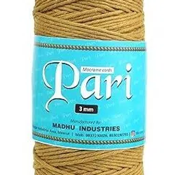 macrame cords pari Dori Thread | 3mm Single Strand | Golden Mustard | 200-250 Metres | 1kg Spool-picture-15