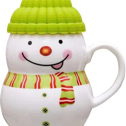 creative ceramic Ceramic Snow Man With Silicon Lid Cover(1 Piece) For Kids 350 ml (Green) Ceramic Coffee Ceramic Coffee Mug-picture-20