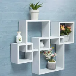 woodenxdecor Floating Shelves Intersecting Wall Mounted Wooden Wall Shelf image 2