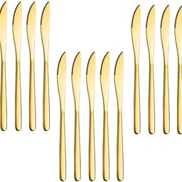 Stainless Steel, Goldware Set Butter Knives Set(Gold,Set of 15) Stainless Steel Butter Spreader Set-image-13
