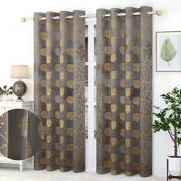 drape and decor 213.36 cm (7 ft) Door Velvet Room Darkening Curtain (Pack Of 2)-picture-14