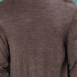 v-mart Men Solid High Neck Brown Sweater image 4