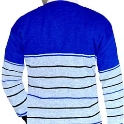 vhs fashion Men Woven V Neck Reversible Blue Sweater image 2