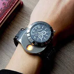chg USB Ciagrette Lighter Analog Watch| 2-in-1 with Premium Analong Watch Stylish Pocket Lighter image 3