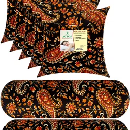 actos Microfibre Bolster Pack of 7 Floral Combo Set Of 5 Cushion And 2-picture-17