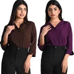 gm sara Women Regular Fit Solid Button Down Collar Formal Shirt-picture-14