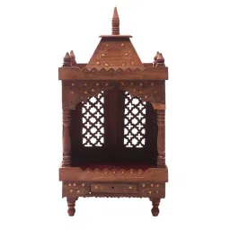shilpi Brown Sheesham Wood Floor Rested Mandir Without Door image 2