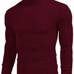 nikline Men Solid High Neck Maroon Sweater-picture-14