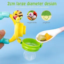 vadhavan Pack of 2 BPA-Free Silicone Food Nibbler for Fruit and Veggie with Rattle Handle Feeder image 2