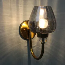 shree kala home decor Luxury Golden Finish Wall Sconce with Smoked Glass-picture-14