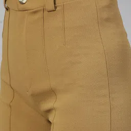 kotty Women Regular Fit Khaki Viscose Rayon Trousers image 4