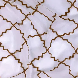 cortina White Polyester Abstract 5ft Sheer Eyelet 2 Pc Window Curtains image 5