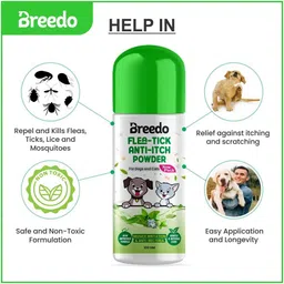 breedo Dog & Cat Flea-Tick Anti-Itch Powder 155 ml Pet Coat Cleanser image 2