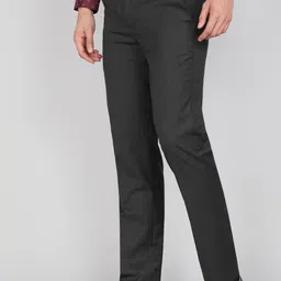 peter england Men Slim Fit Grey Polyester Trousers image 3