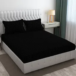 cb home Cotton Double Flat 300 TC Striped Bedsheet-picture-14