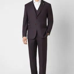 van heusen Men Men Brown Check Slim Fit Formal Four Piece Suit Solid Suit image 2