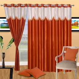 panipat textile hub 152 cm (5 ft) Window Polyester Semi Transparent Curtain (Pack Of 3)-picture-38