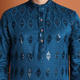 tibra Men Embellished, Embroidered Viscose Rayon Straight Kurta image 4