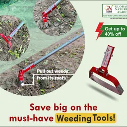 global nature agro Manual Weeder-2Pc Hoe-7.5 & 10 inch with Super Carbon Steel Blade Garden Tool Kit image 4