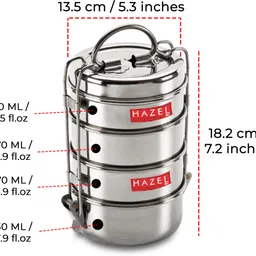 hazel Traditional Design Stainless Steel 4 Containers Lunch Box image 4
