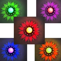 kayru Colourful 3D Reflection Diya, Multi Shape Shadow Reflective Diyas for Home Decor Plastic (Pack of 12) Table Diya Set image 2
