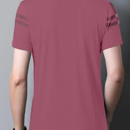 ausk Men Striped Polo Neck Cotton Blend Pink, Maroon T-Shirt image 2