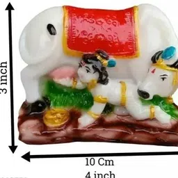 ansh authentic Lord Krishna with kamdhenu Cow Decorative Showpiece, Baby Krishna Idol Statue Decorative Showpiece - 8 cm image 3