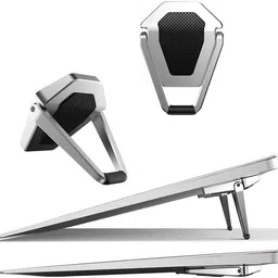 SOJUBA 2piecs Adjustable Folding Laptop Stand Mini Cooling Pad Laptop Desk Holder Invisible Laptop Riser Stand Portable Non-Slip Base Desk Table Riser Holder Aluminium Floor and Desk Stand Rotatable Laptop Stand Compatible with Universal Laptops image 1