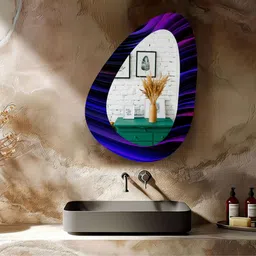 mirrorology industry 24x30 Wall Mirror Bold Abstract Frame in Purple-Black UV Print Perfect for Bathroom Mirror-picture-20