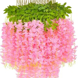 duggu item Artificial Hanging Wisteria Vine Pink Westeria, Ballmum Artificial Flower-picture-11