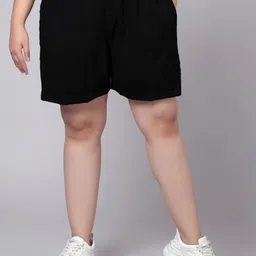 Solid Women Black High Waist Shorts-image-24