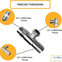aitchcy Brass Tee Connector (1/2"BSP) Outer Thread | 3-Way Pipe Fitting Tap Adapter image 2