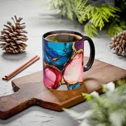 vihaan fashions Abstract Marble Art Coffee, 1445-Black Ceramic Coffee Mug image 1