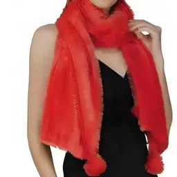ferryfab Self Design Wool Blend Women Red Fancy Scarf, Scarf, Stole image 3