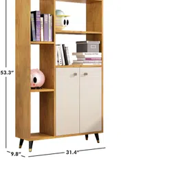 hexa red Wooden Book Shelf for Home, Living Room, Office, Multipurpose Rack, Engineered Wood Open Book Shelf image 2