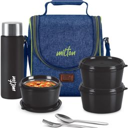 milton Dazzle Lunch Box, 3 Microwave Safe Inner Steel Containers 320 ml 7 Containers Lunch Box-picture-32