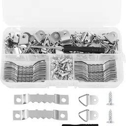 supvox 251Pcs Picture Frame Hanging Hardware Kit with Tool Box Silver Metal Hook 1-picture-47
