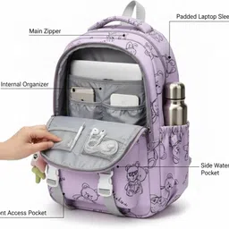 walson Medium 30 L Laptop Backpack Trendy Bear Kawaii Backpack For College or School Backpack | Standard Backpack image 3