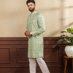 koshin Men Cotton Blend Kurta Pyjama Set image 4