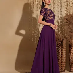 miss chase Women Fit and Flare Purple Maxi/Full Length Dress image 2