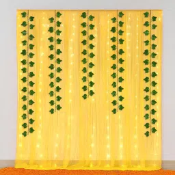 specialyou.in Yellow, Green Ganpati Backdrop Pooja Decoration Items for Home Background, Ganesh Chaturthi image 4