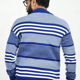 woolcraft Men Colorblock Turtle Neck Blue Sweater image 2